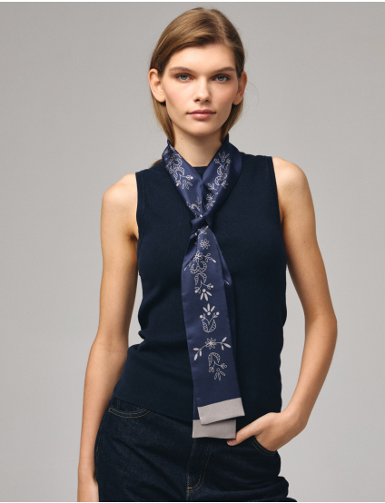 Картинка  Шовкова стрічка Twilly «Мереживо» Navy